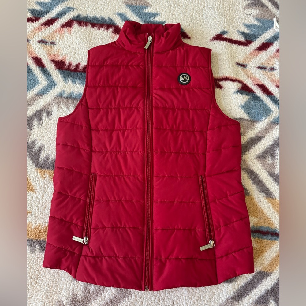 MK Red Quilted Vest with Logo